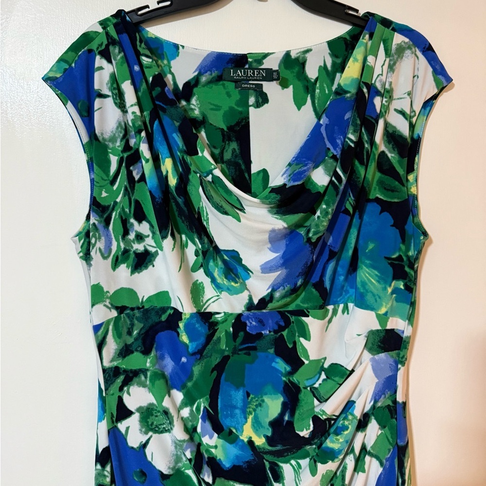 Ralph Lauren Blue and Green Floral Dress - Picture 2 of 5